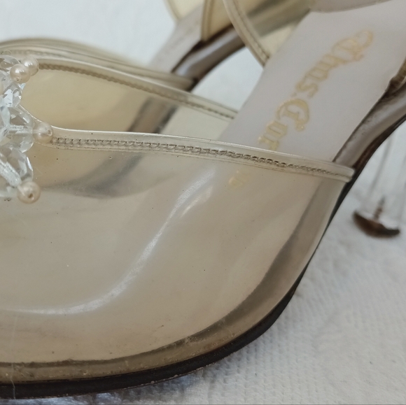Gotham Clear Beaded Princess Heels Transparent Retro Bridal Glass Slippers Cute - Picture 6 of 13